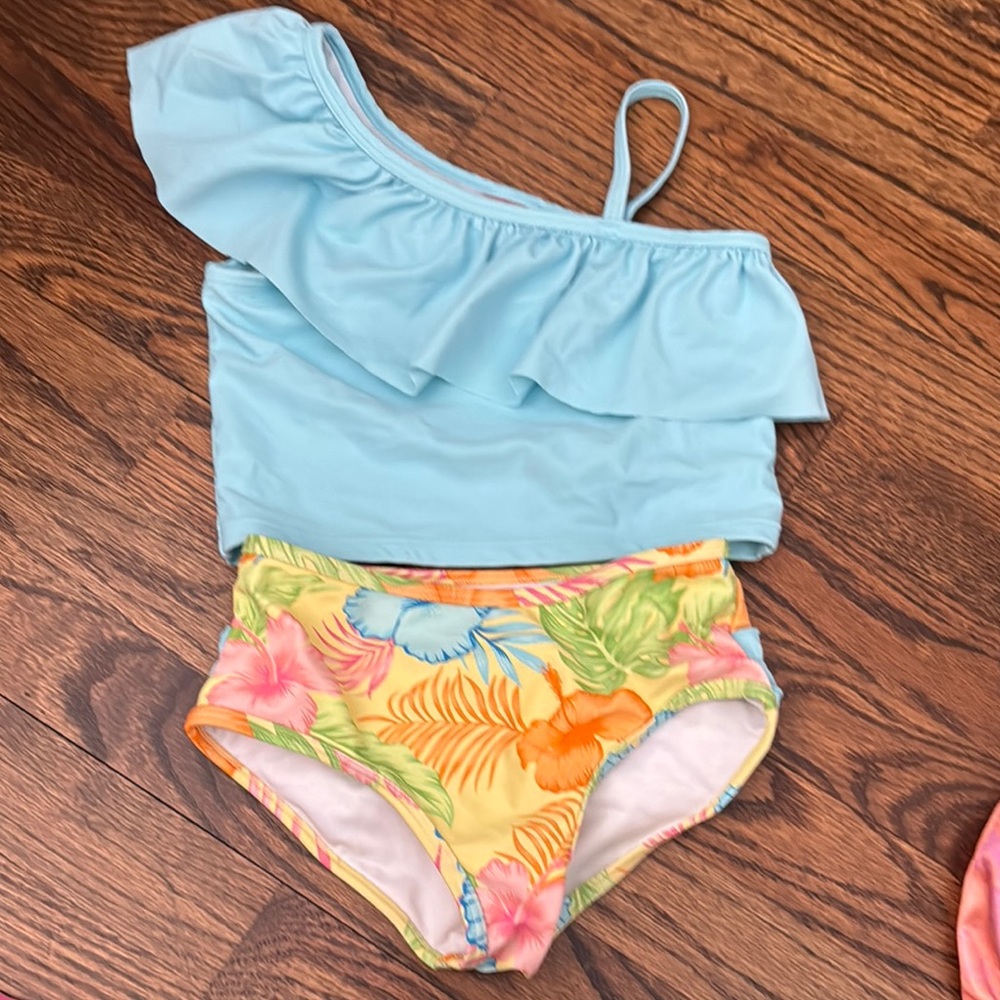 Ruffle Butts Blue and Yellow Bikini with Ruffles